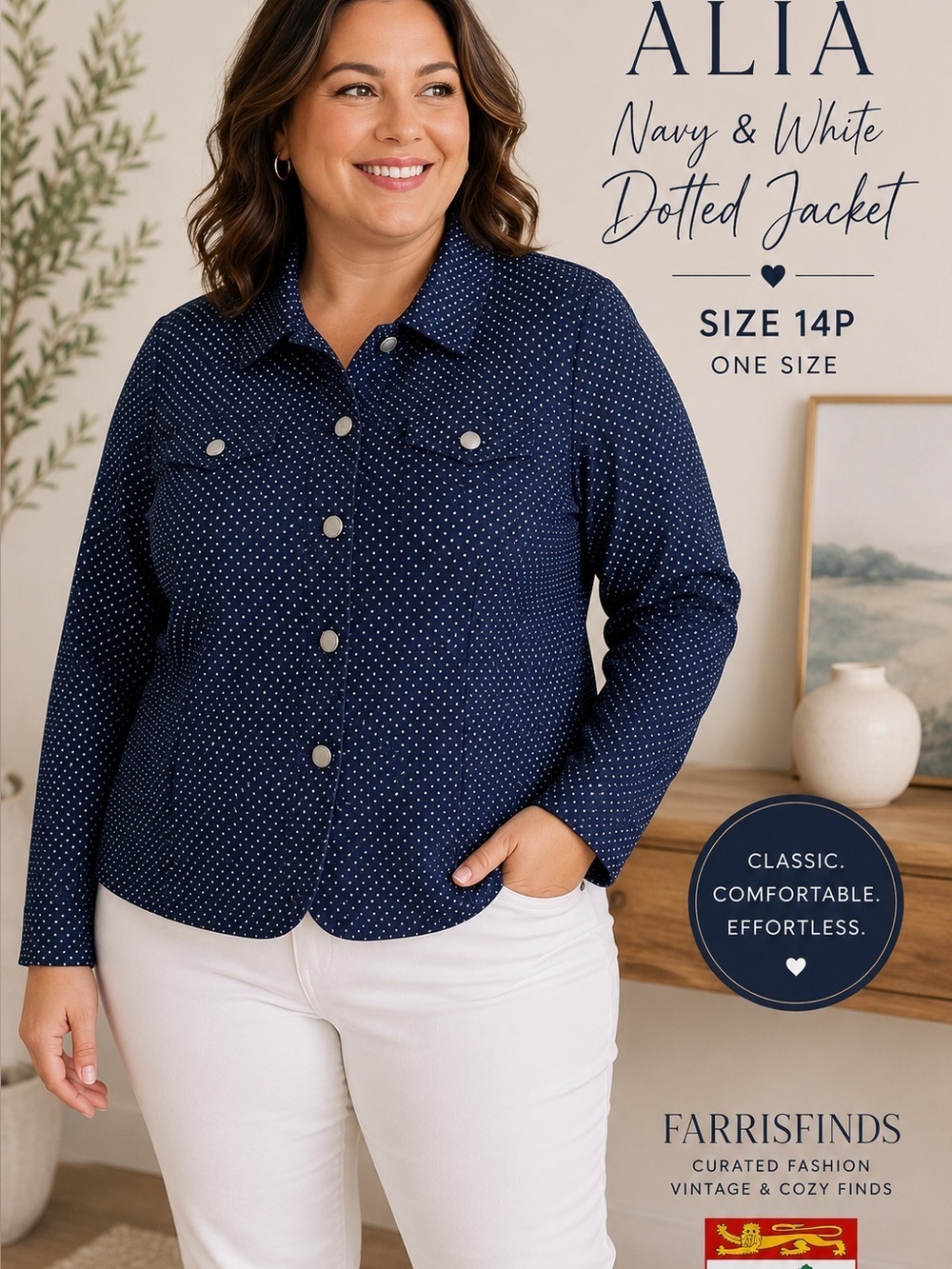 Alia PETITE Polka Dot Jacket 14P